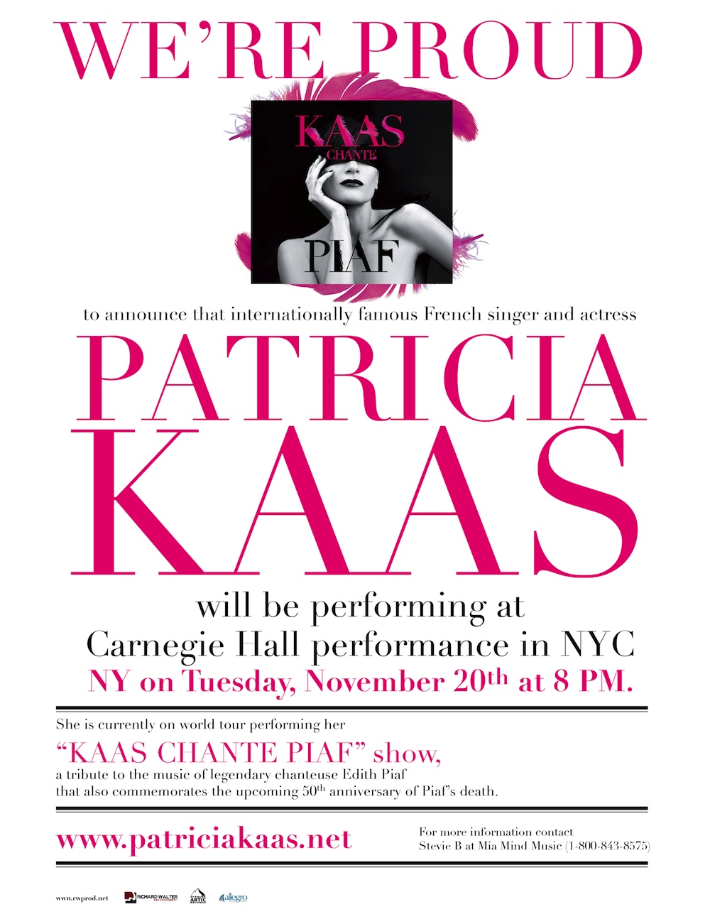 “Kaas Chante Piaf” at Carnegie Hall November 20th.
