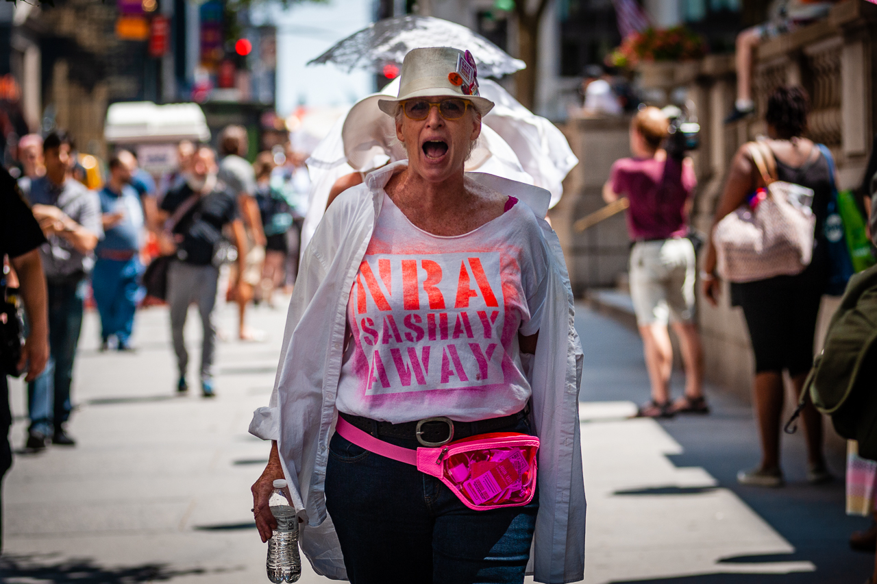 Gays against Gun activist leading the anti-gun procession from 5th Avenue to Times Square on August, 4, 2019. (Photo by Gabriele Holtermann-Gorden)